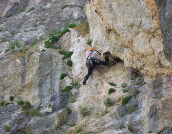 ich in der ersten 7- Länge, geht perfekt zum Absichern