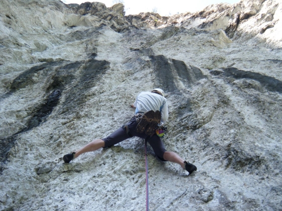 Erik in der Zweiten Seillänge, ein Ausdauerhammer